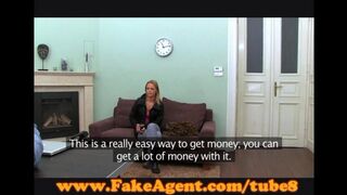 The blonde was cast and had sex with her friend on the couch