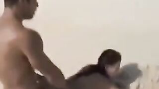 A girl has sex with a guy on the public nude beach