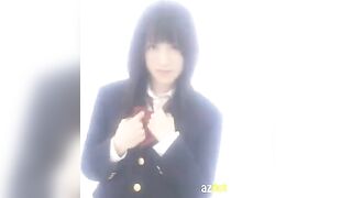 Hot Japanese schoolgirl masturbates wearing her uniform in the kinkiest way