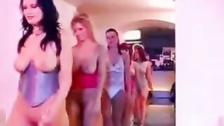 A group of guys fucked a girl with big natural tits on the couch