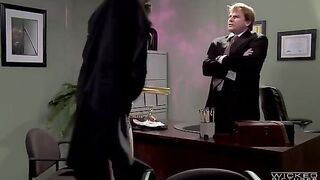 The boss fucks his subordinate on the table in his office