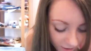 A Russian beauty with soft tits is shooting in a studio on camera