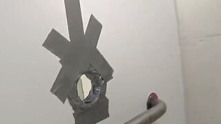A man fucked girl in holes in the club toilet