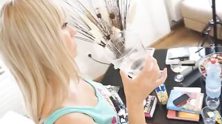 The blonde teen got her big tits wet and gagged