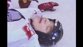 The fan gave the hockey player her ass to play with during the game