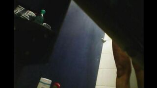 A girl has sex in the shower, not knowing there’s a camera
