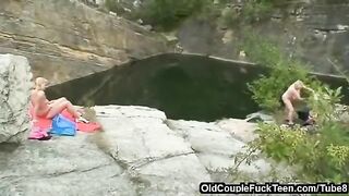 A mother and daughter share dad’s penis while sucking it together