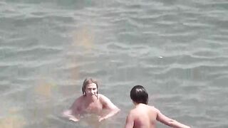 Bunch of wet pussies in the sea bath water