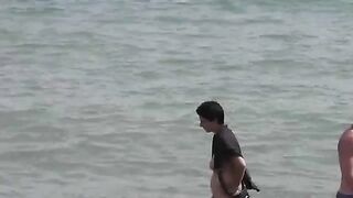 Bunch of wet pussies in the sea bath water