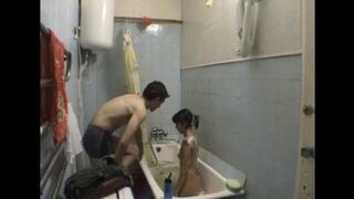 A brother fucked his sister in the bathroom