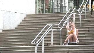 A girl walked the streets without panties, and she was fucked