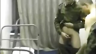 A crowd of soldiers fucked a girl in their barracks, she enjoyed it