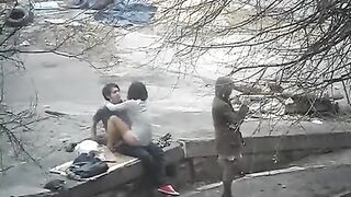 The guy shoots sex with strangers on the street