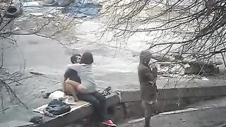 The guy shoots sex with strangers on the street