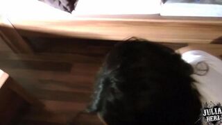 A man fucks his beloved brunette in the stockings and pantyhose