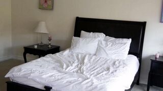 Two cute blondes have gentle sex in the bedroom