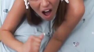 Standing boobs, smooth basket and slave mouth - hot blondie action