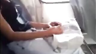 A man got his cock out and started jerking in front of a girl