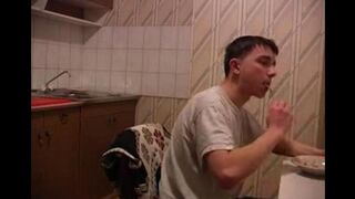The mom is being raped in the kitchen, it's more exciting than usual family sex