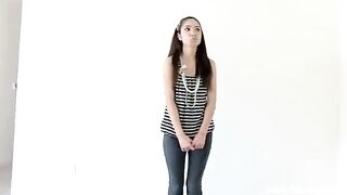 A young and beautiful girl is experiencing her first sex