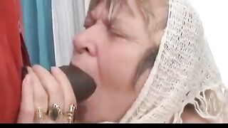 A negro guy with a huge cock fucks his grandma hard