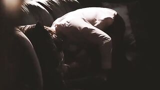 Romantic sex in the bathroom by candlelight with a blonde
