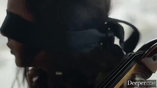 Secretary plays with her pussy in the office during an erotic movie