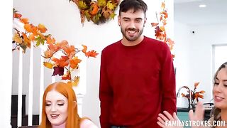 The Thanksgiving tie breaker – a hot FFM threesome sex video with redheads