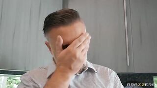 Blonde seduces a real estate agent and gets fucked on the couch