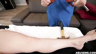 A woman gets a rough massage and experiences intense orgasmic sensations