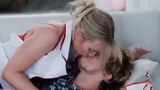 Nurses in stockings make cumshots, showcasing intense female orgasms