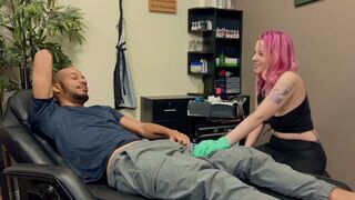 Tattooed chick gets her tight ass pounded by BBC