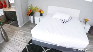 The coach himself came to the room and fucked a naked blonde