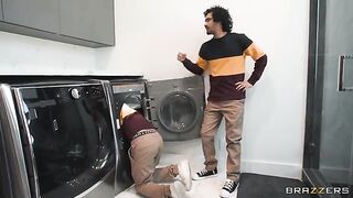 Two guys fucked a hot MILF blonde in threesome