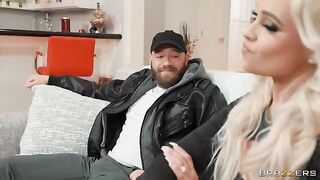 The naughty wife loves money and fucks like a slut on the couch