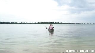 A guy caught a girl and fucked her in the woods