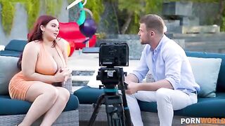 Natasha Nice is in an interview, being naughty and doing everything she can