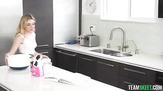 Skinny 18 y.o. gets a cake and fucks on her birthday