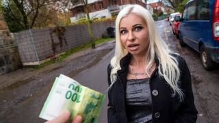 Blonde MILF girl is fucking with a stranger for one hundred dollars