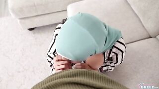 A hijab wearing girl got fucked on the couch