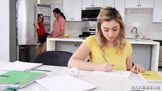 Unforgettable big natural tit threesome with a hot tutor