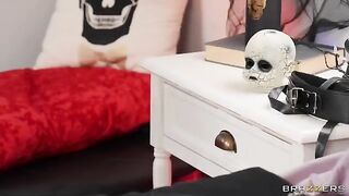 The mischievous MILF is getting caught by a bossy Goth in a threesome