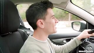 A chick took my balls in her mouth while I was jerking off in the car