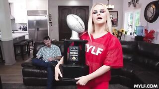 Too Slim Thick To Quit - couch action with a busty brunette