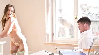 Busty boss Josephine called the employee with a big dick to additional services