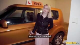 Big cock for big boobs of sexy blondie in the car
