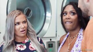 A girl came to do the laundry and she met a guy there