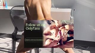 A guy checks the strength of glass with a sexual girl in a steamy hotel scene