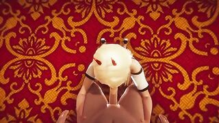 Hentai animation of Power and Chainsaw Man in 3D with intense footjob