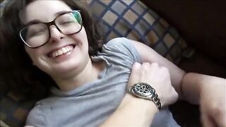 A guy is staying home with his perfect brunette girlfriend, enjoying every moment